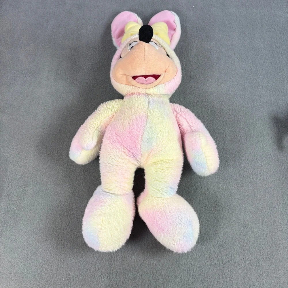 Disney Store‎ 2020 Minnie Mouse Easter Bunny Plush 16in Pastel Tie Dye Pink